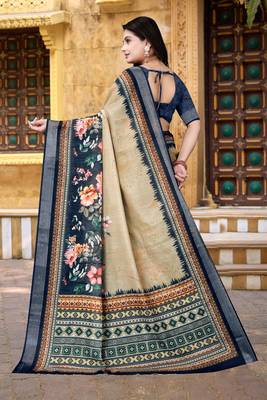  Chiku Floral Digital Printed Saree 4