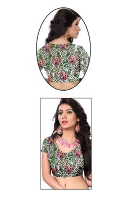  White Floral Digital Printed Saree 5