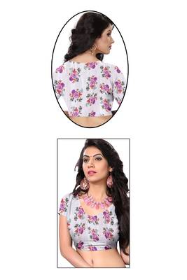  White Floral Digital Printed Saree 5