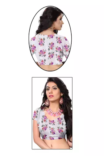  White Floral Digital Printed Saree