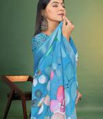  MultiDigital Printed Saree With Blouse Piece 