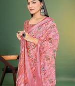  Peach Digital Printed Saree With Blouse Piece 