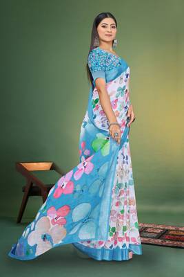  MultiDigital Printed Saree With Blouse Piece  4