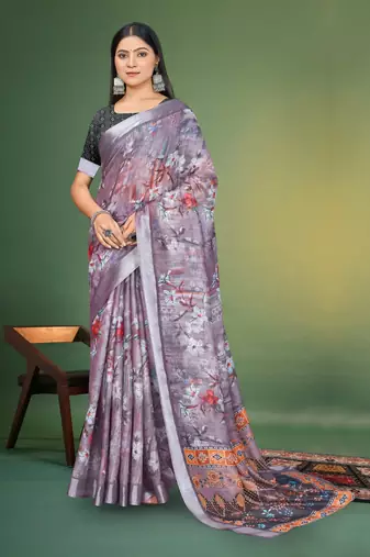  Clay Digital Printed Saree With Blouse Piece 
