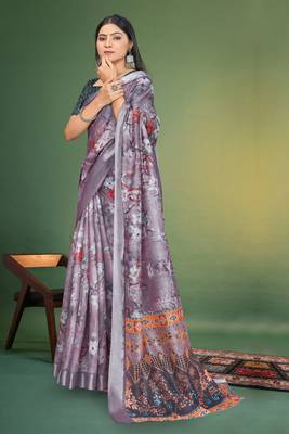  Clay Digital Printed Saree With Blouse Piece  4