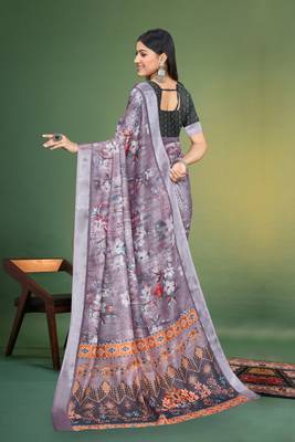 Clay Digital Printed Saree With Blouse Piece  5