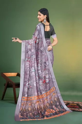  Clay Digital Printed Saree With Blouse Piece 