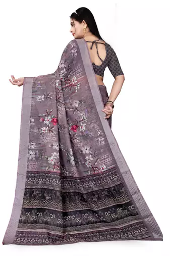  Multi Cotton Linen Floral Digital Printed Saree