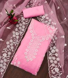 Pink Graceful organza embroidered suit set with matching dupatta