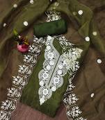 mahendi Floral embroidered organza suit set with lace detailing