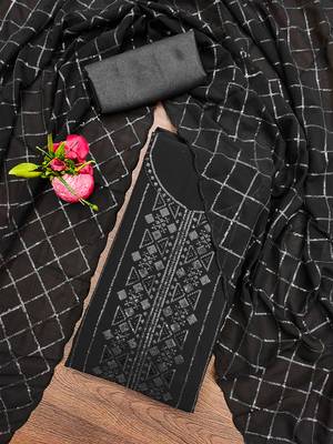 Black georgette dress material with all-over sequence work 1