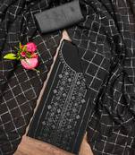Black georgette dress material with all-over sequence work