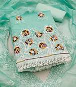 jacquard dress material with multicolor embroidery & soft cotton dupatta