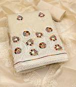 jacquard dress material with multicolor embroidery & soft cotton dupatta