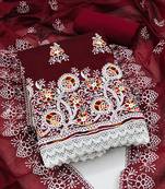 jacquard dress material with multicolor embroidery & soft cotton dupatta