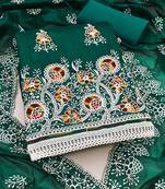 jacquard dress material with multicolor embroidery & soft cotton dupatta