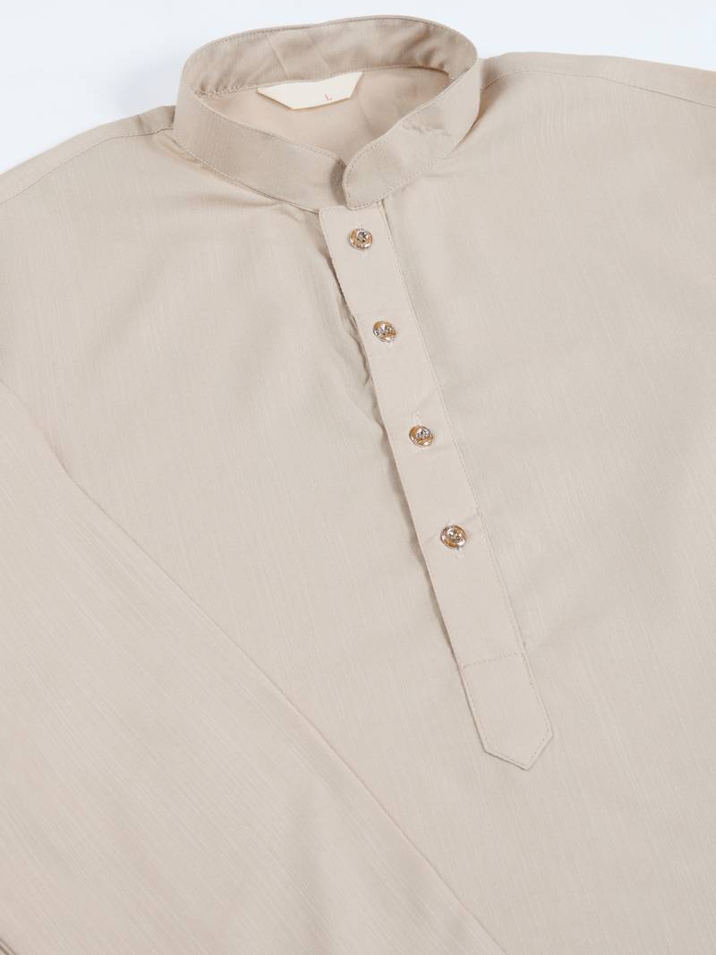 Beige cotton thread with sequins embroidered work wedding festival party wear straight kurta with jacket