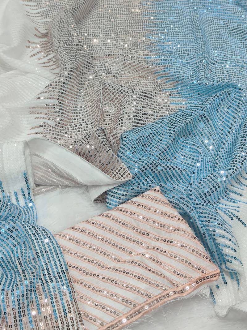 multicolor Georgette sequin saree With Blouse