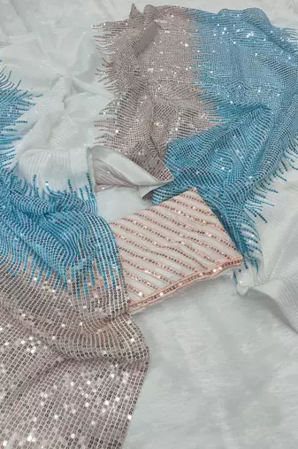 multicolor Georgette sequin saree With Blouse