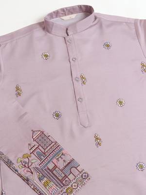 DUSTY PINK VISCOSE SILK THEAD WITH SEQUINS EMBROIDERED WORK WEDDING FESTIVAL PARTY WEAR STRAIGHT KURTA WITH DUPATTA 10