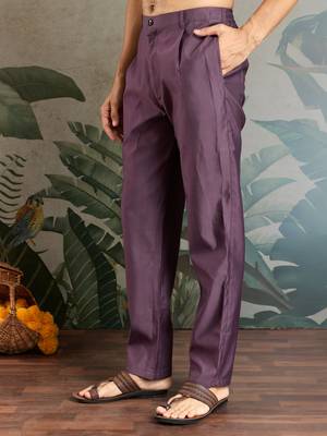 PURPLE VISCOSE SILK THEAD WITH SEQUINS EMBROIDERED WORK WEDDING FUNCTION FESTIVAL PARTY WEAR STRAIGHT KURTA PANT KOTI 9