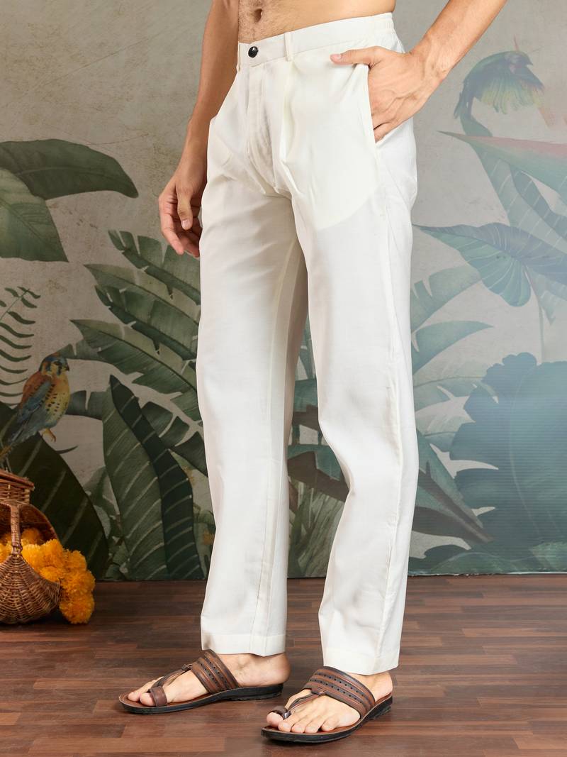 White viscose silk thead with sequins embroidered work wedding function festival party wear straight kurta pant koti