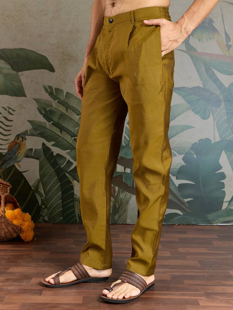 Olive viscose silk thead with sequins embroidered work wedding function festival party wear straight kurta pant koti