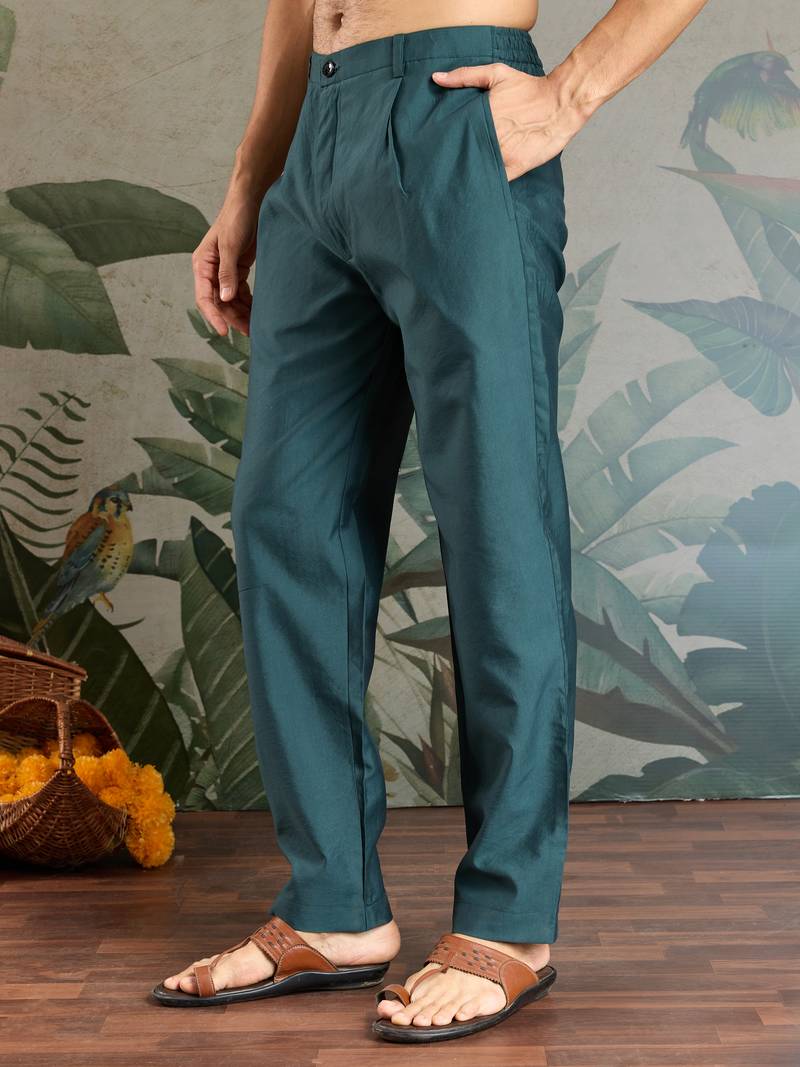 Teal green viscose silk thead with sequins embroidered work wedding festival party wear straight kurta pant koti