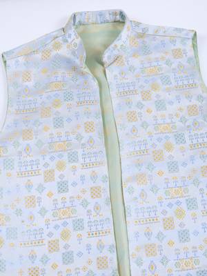 Sky blue viscose silk jacquard with sequins embroidered work wedding festival party wear straight kurta with jacket 9