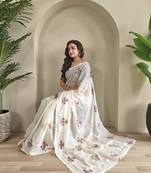 white kota doriya Saree with self weaving