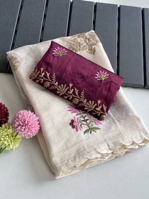 white kota doriya Saree with self weaving 5