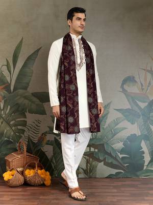 white viscose rayon thread with real mirror work kurta with dupatta 8