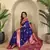 Blue Banarasi silk blend saree with zari weaving Meenakari design