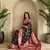 Black Banarasi silk blend saree with zari weaving Meenakari design