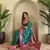 Sea green Banarasi silk blend saree with zari weaving Meenakari design
