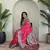 Pink Banarasi silk blend saree with zari weaving Meenakari design