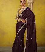 Wine tissue zari ceremonial saree