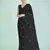 Black georgette embroidered saree with unstitched blouse 