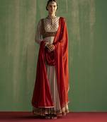 Pink georgette embroidered anarkali paired with dupatta