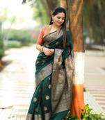 Green silk blend saree with blouse