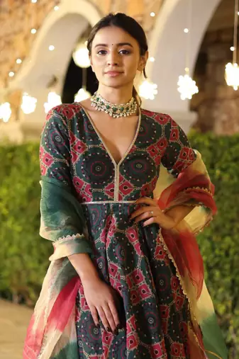 Multicolor digital print work muslin anarkali pant suit  - full stitched suit