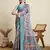 Multicolor printed cotton silk saree with blouse piece