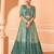 Teal green embroidered & sequins work georgette blouse suit with jacket