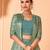 Teal green embroidered & sequins work georgette blouse suit with jacket