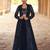 Blue embroidery, mirror & sequins work georgette blouse lehenga suit with jacket