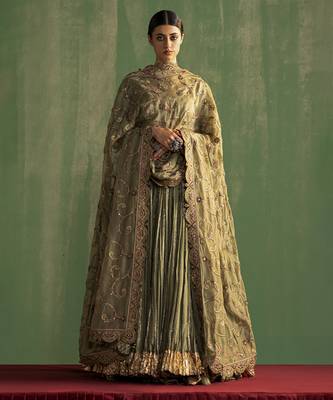 GREEN embroidered lehenga 1