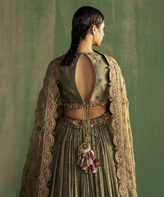 GREEN embroidered lehenga 4
