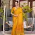 Mustard printed cotton silk saree with blouse piece