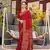 Red printed cotton silk saree with blouse piece