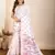 Pink printed cotton silk saree with blouse piece